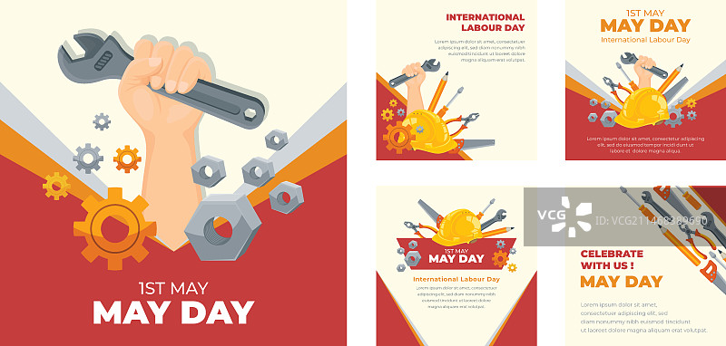 劳动节Instagram扁平风格帖子合集图片素材