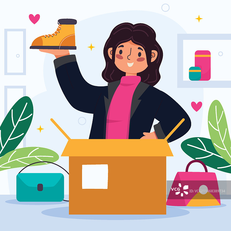 手绘开箱插画图片素材