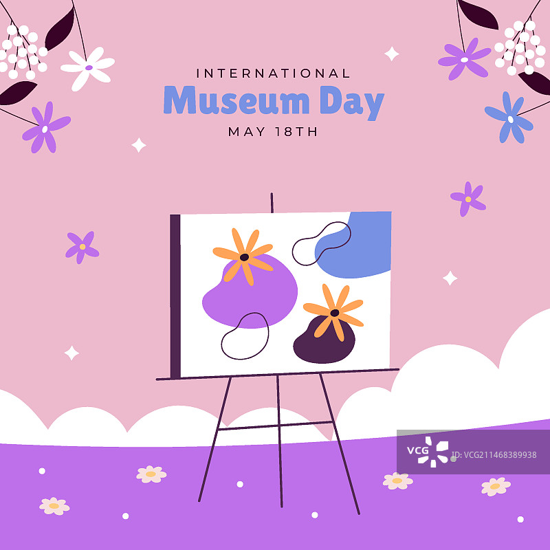 国际博物馆日庆祝活动扁平插画图片素材