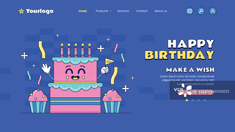 手绘生日庆典着陆页图片素材