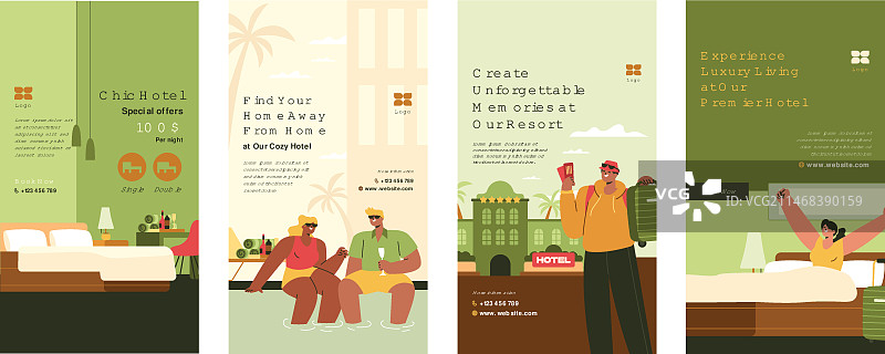 酒店住宿Instagram快拍扁平设计图片素材