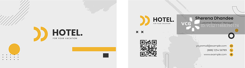 酒店住宿扁平风名片模板图片素材