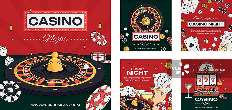 手绘卡通赌场之夜设计模板图片素材
