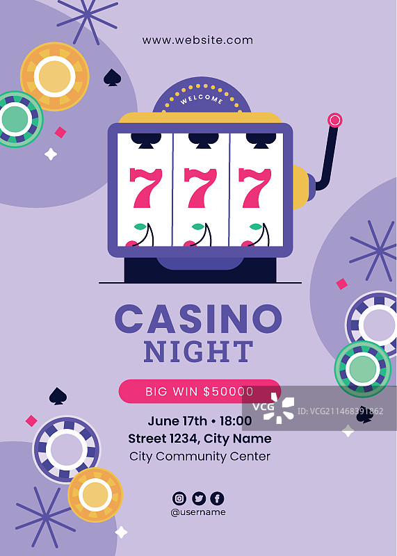 手绘卡通赌场之夜设计模板图片素材