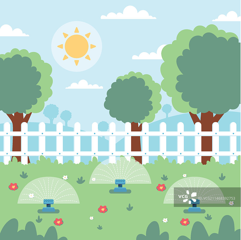 手绘洒水器插画图片素材