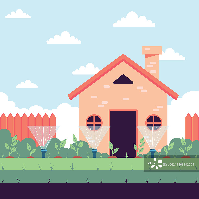 手绘洒水器插画图片素材