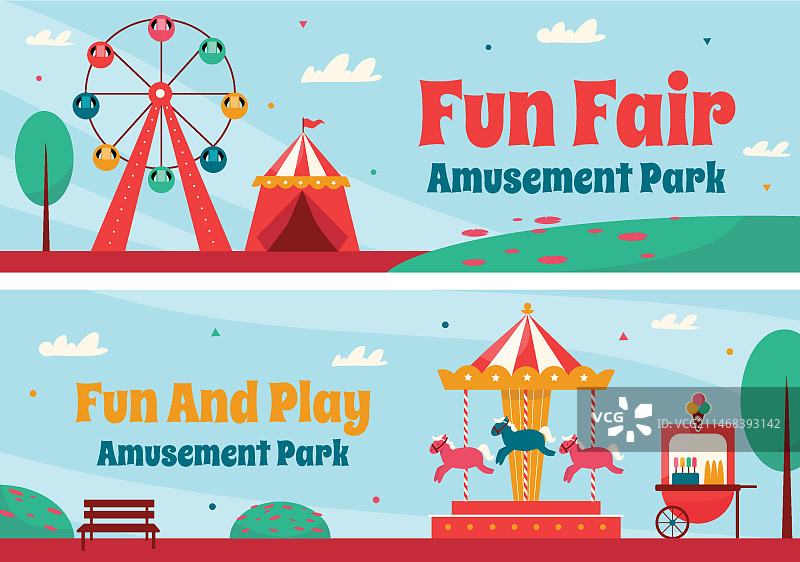 手绘游乐园banner图片素材