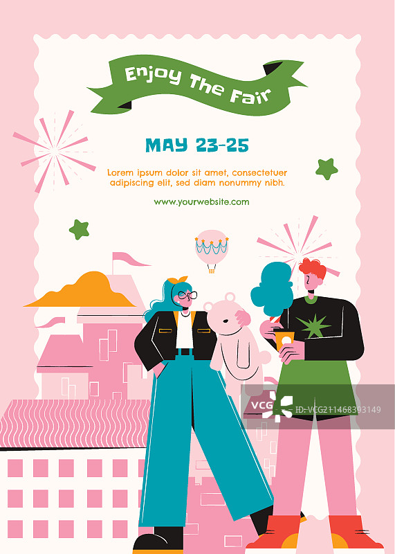 手绘游乐园海报模板图片素材