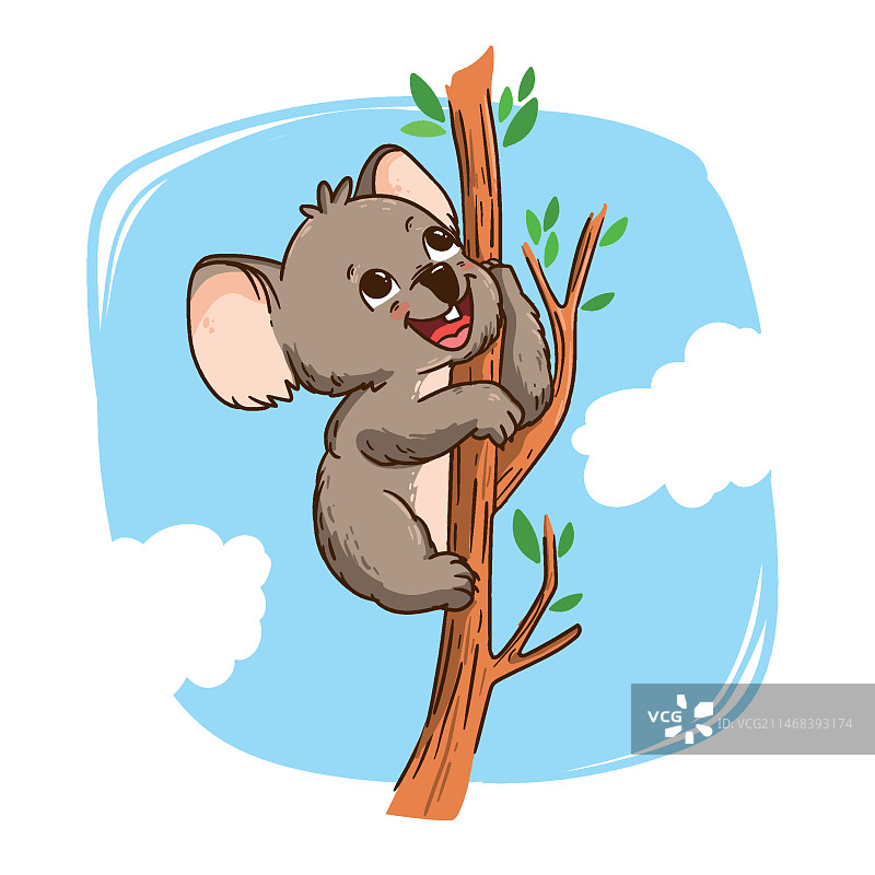 手绘卡通考拉插画图片素材