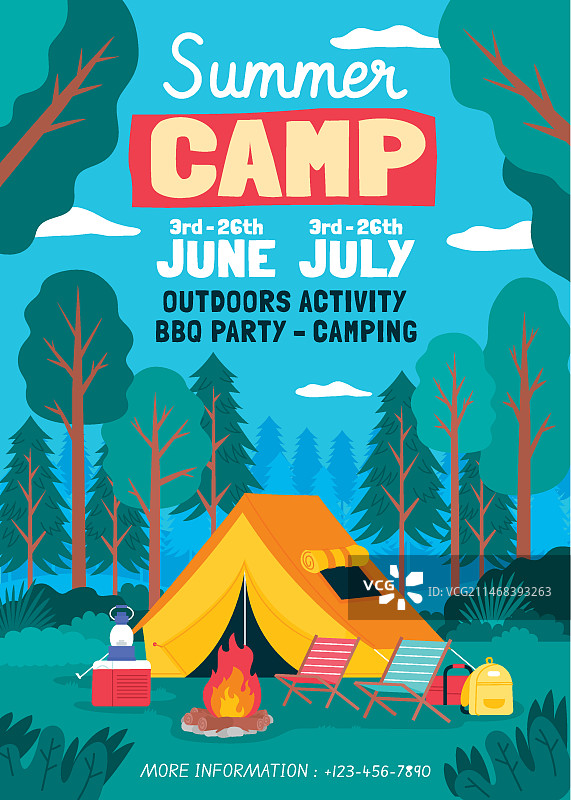 夏季露营竖版海报模板图片素材
