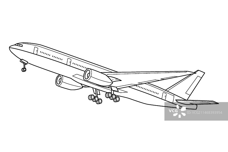 手绘飞机线稿插画图片素材