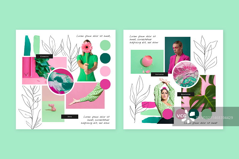 手绘情绪板模板图片素材