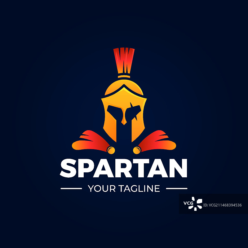 渐变斯巴达头盔Logo模板图片素材