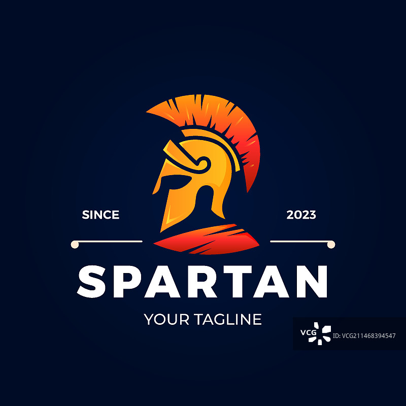 渐变斯巴达头盔Logo模板图片素材