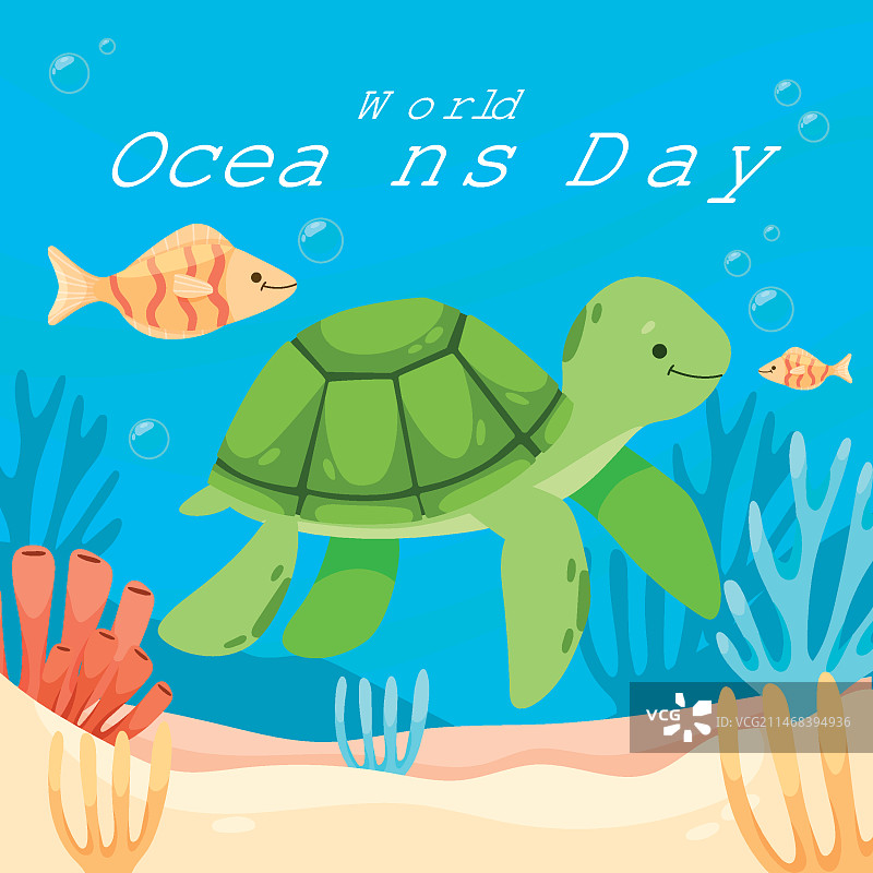 世界海洋日庆祝活动扁平插画图片素材