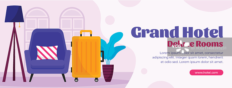 酒店住宿扁平风社交媒体封面模板图片素材