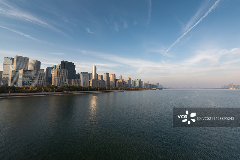 浙江省杭州市钱塘江钱江新城风景图片素材