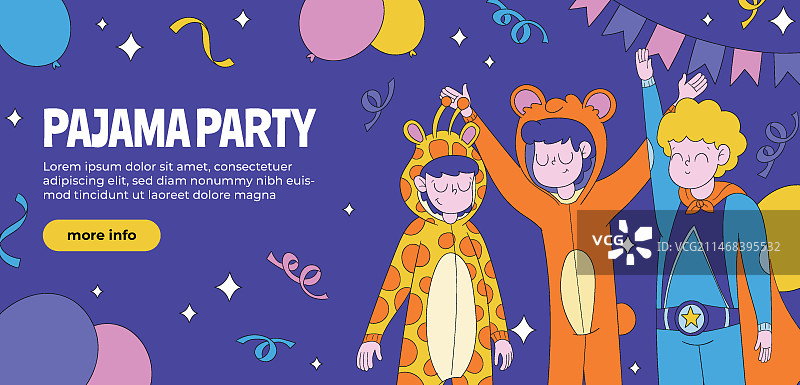 手绘睡衣派对横幅模板图片素材