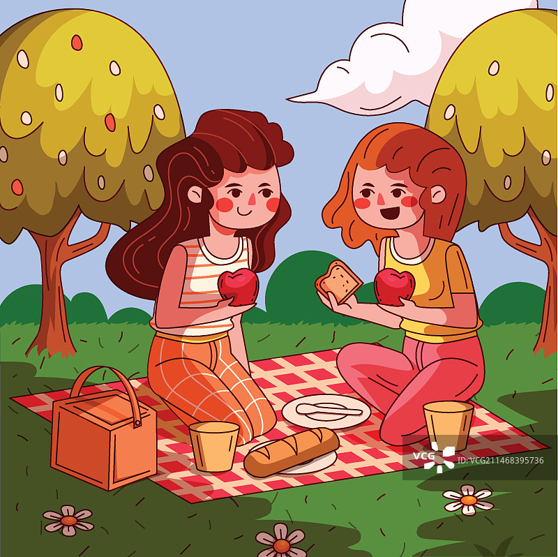 国际野餐日手绘插画图片素材