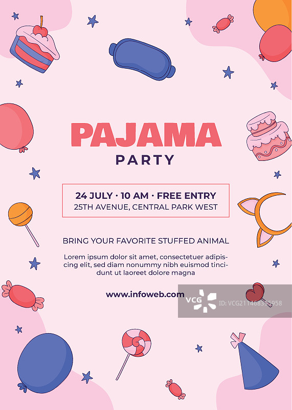 手绘睡衣派对海报模板图片素材