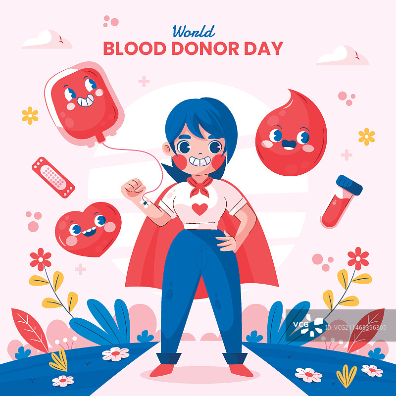 世界献血日扁平插画图片素材