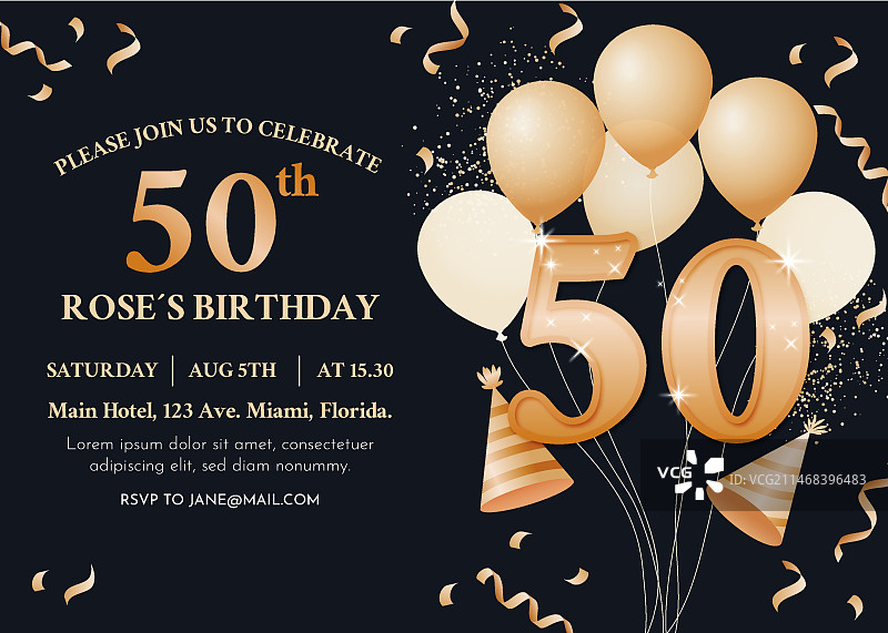 渐变50岁生日邀请函图片素材