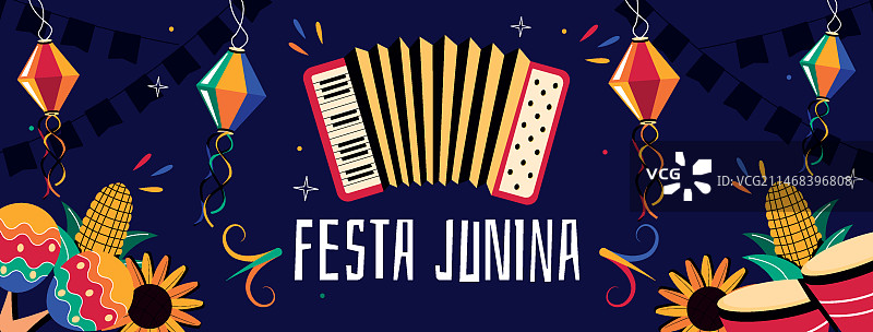 巴西六月节扁平风格社交媒体封面模板图片素材