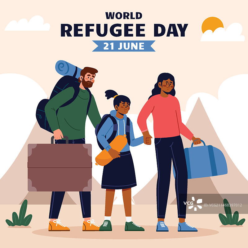 世界难民日扁平插画图片素材