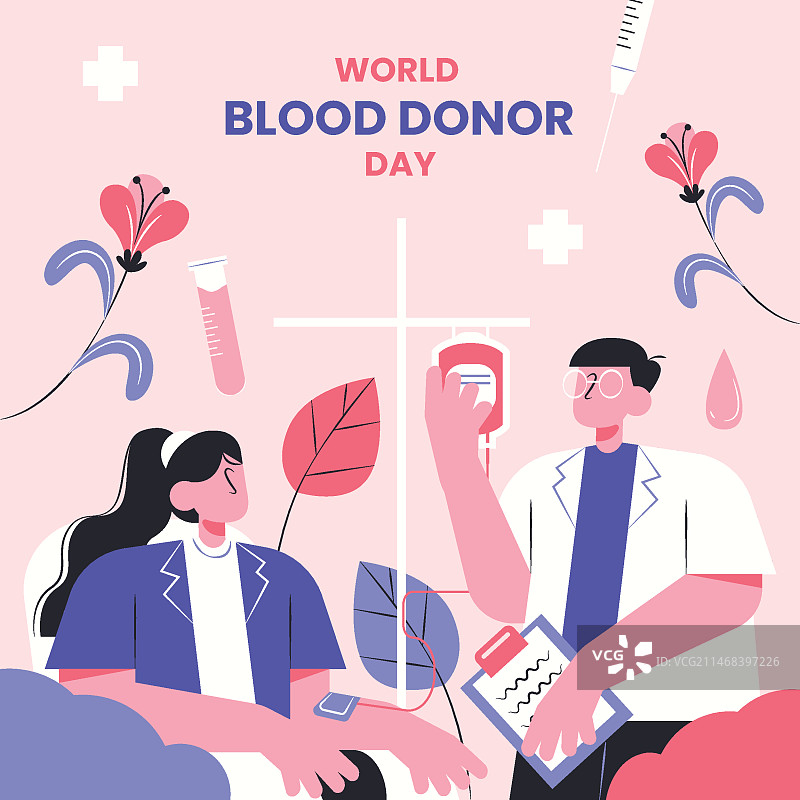 世界献血日扁平风格插画图片素材