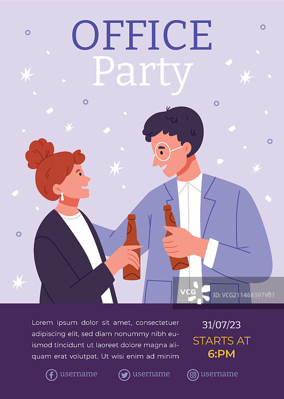 手绘办公室派对海报模板图片素材