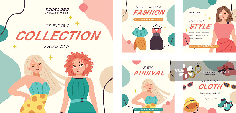 手绘时尚潮流Instagram帖子图片素材