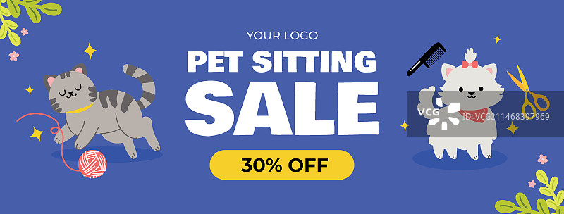 手绘宠物店Facebook封面模板图片素材