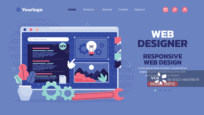 扁平风格网页设计师着陆页图片素材