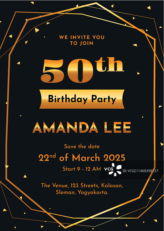 渐变50岁生日邀请函模板图片素材