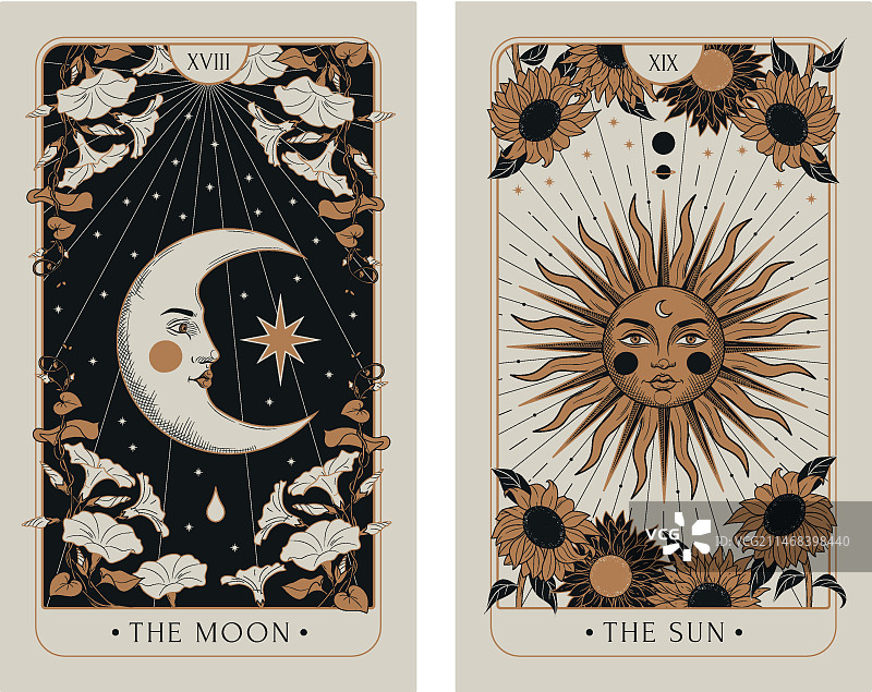 手绘塔罗牌插画图片素材