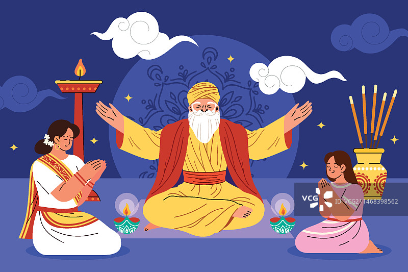 格鲁·普尔尼玛节扁平插画图片素材