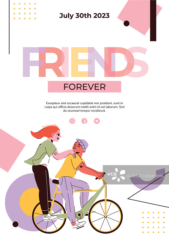 扁平风世界友谊日竖版海报模板图片素材