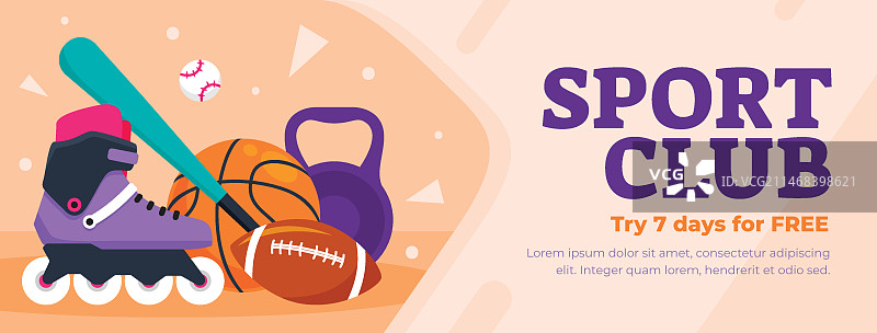 体育俱乐部扁平社交媒体封面模板图片素材