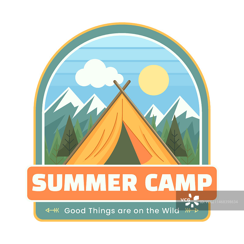 夏令营扁平风格Logo模板图片素材