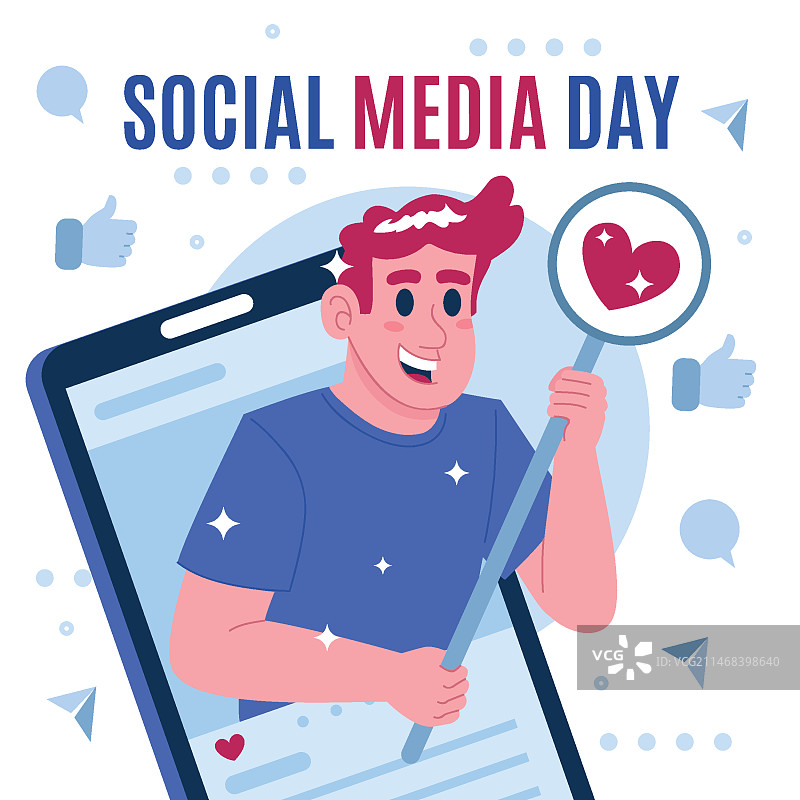 社交媒体日扁平插画图片素材