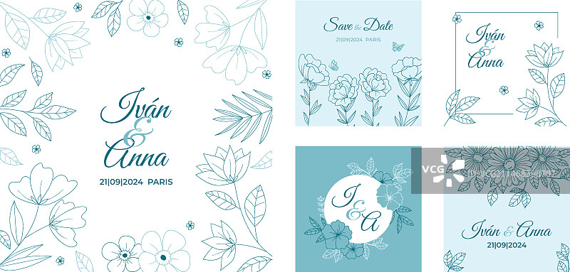 手绘婚礼Instagram帖子图片素材