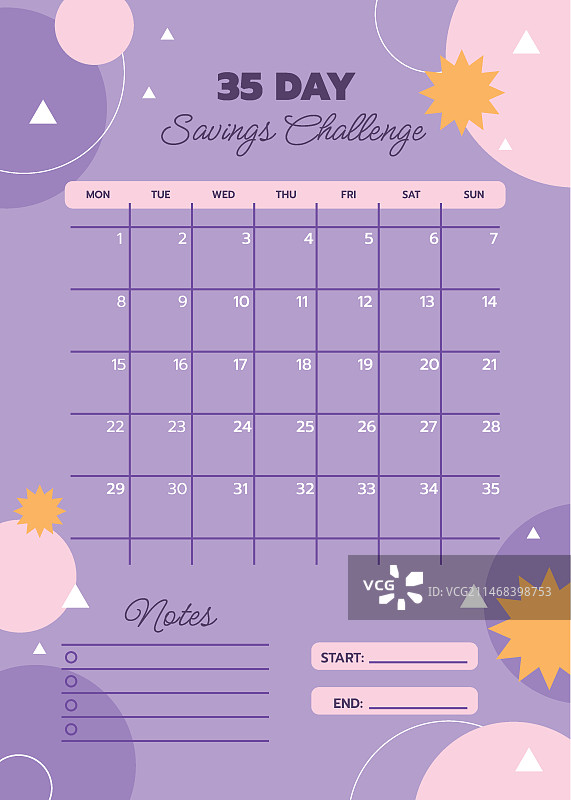 扁平风格储蓄挑战模板图片素材