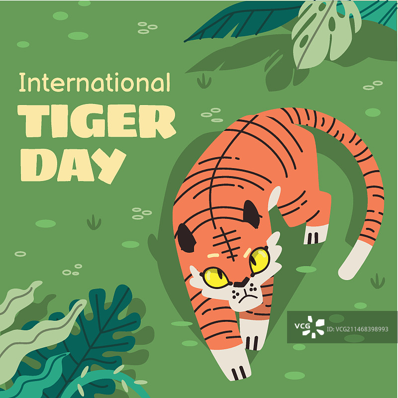 国际老虎日宣传扁平插画图片素材