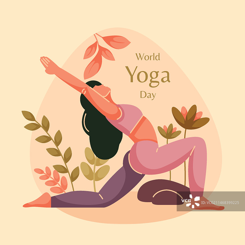 扁平风格：国际瑜伽日图片素材