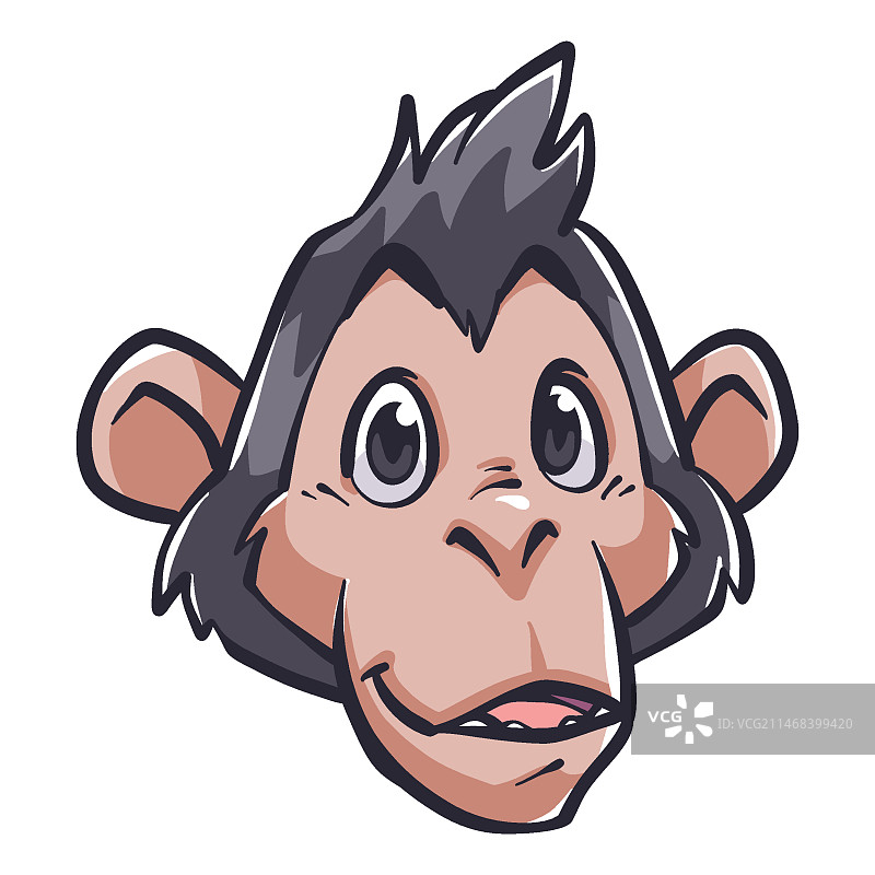 手绘卡通猴子脸插画图片素材