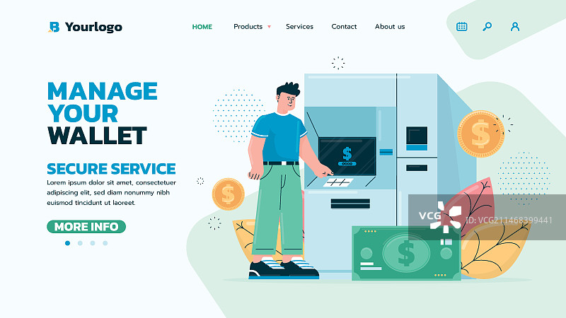 扁平风格银行商业着陆页图片素材