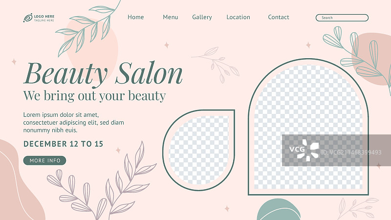 手绘美容水疗引导页图片素材