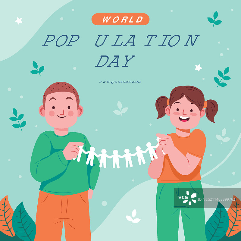 世界人口日扁平插画图片素材
