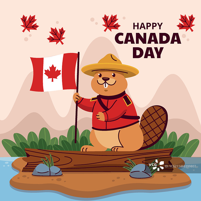 加拿大日庆祝扁平插画图片素材