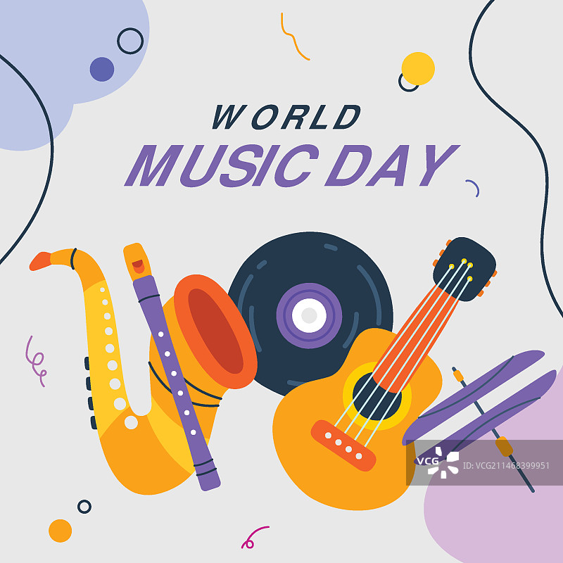 世界音乐日庆祝扁平插画图片素材